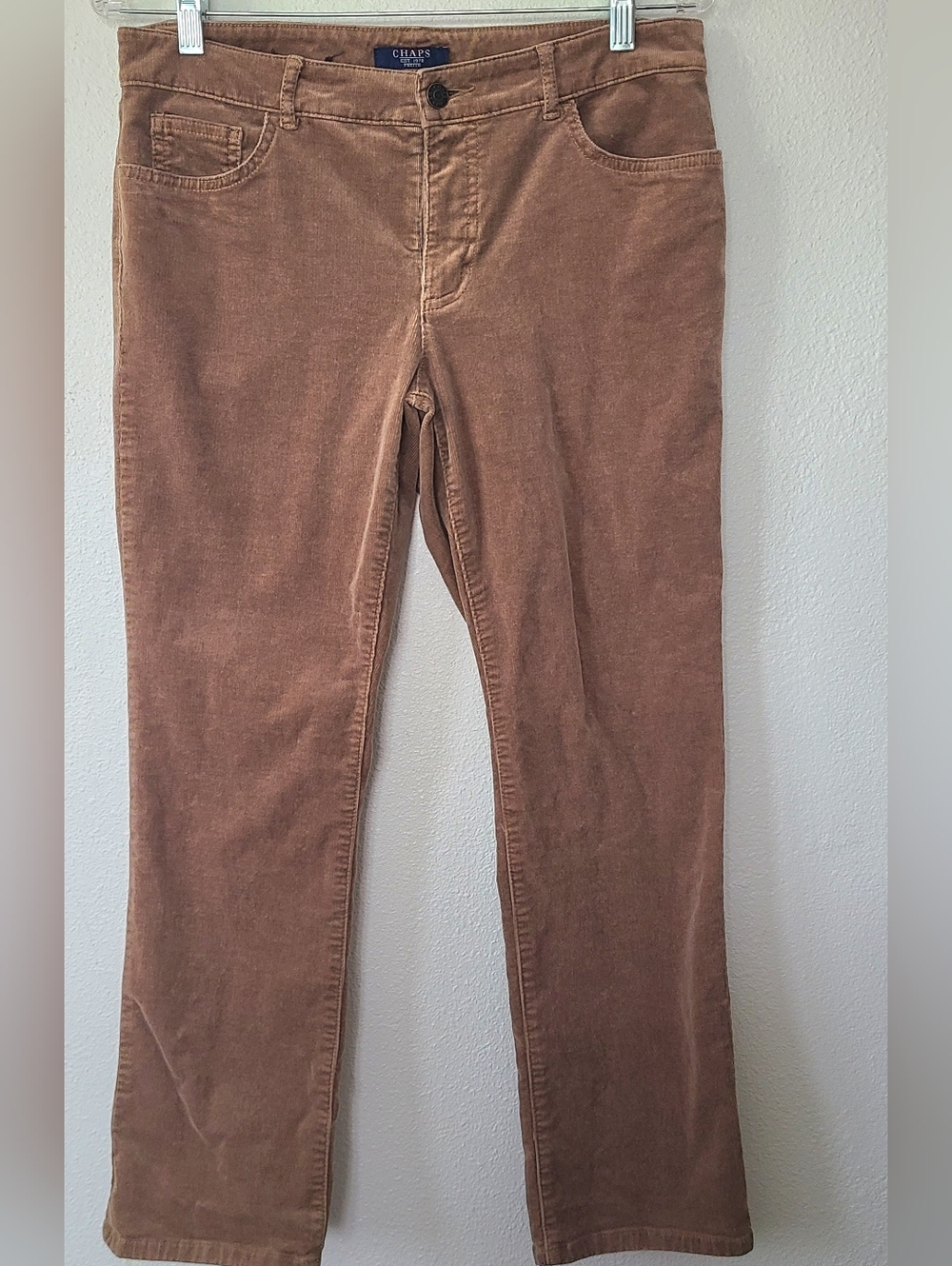 Chaps Light Tan Brown Straight-Leg Corduroy Pants
